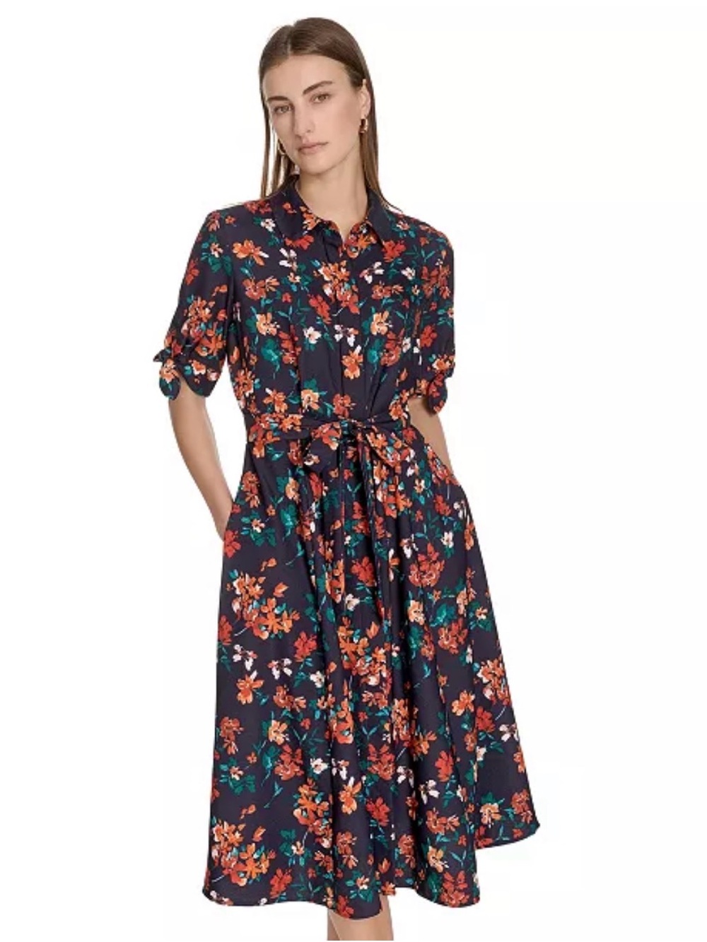 Calvin Klein Women's Short-Sleeve Midi Shirtdress NWT
